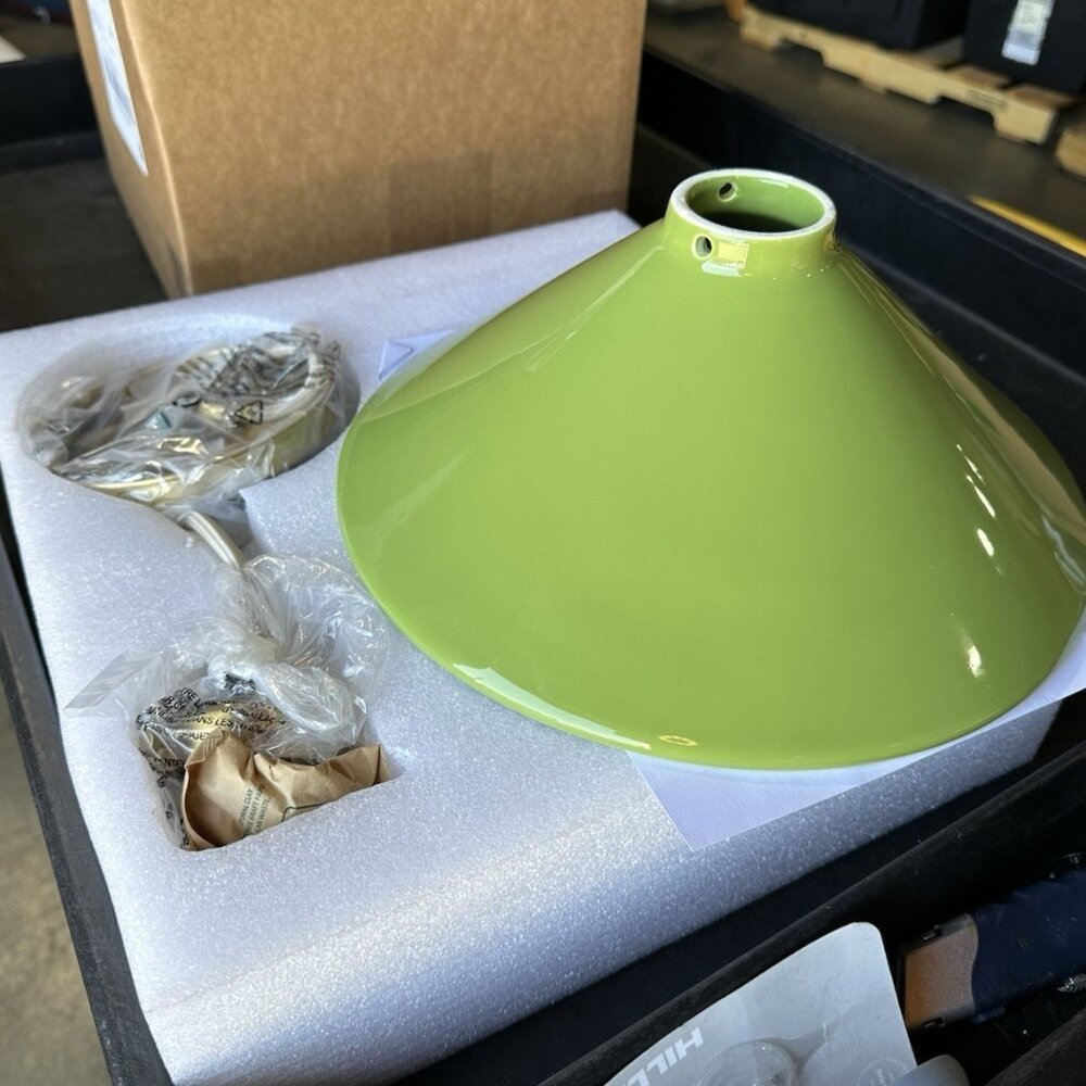Serena & Lily Rhode Ceramic Pendant-Green/Brass Accents